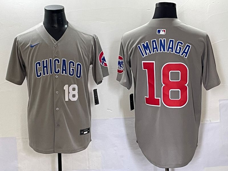 Men 2025 Chicago Cubs #18 Imanaga Grey Game Nike MLB Jersey style 7039->chicago cubs->MLB Jersey